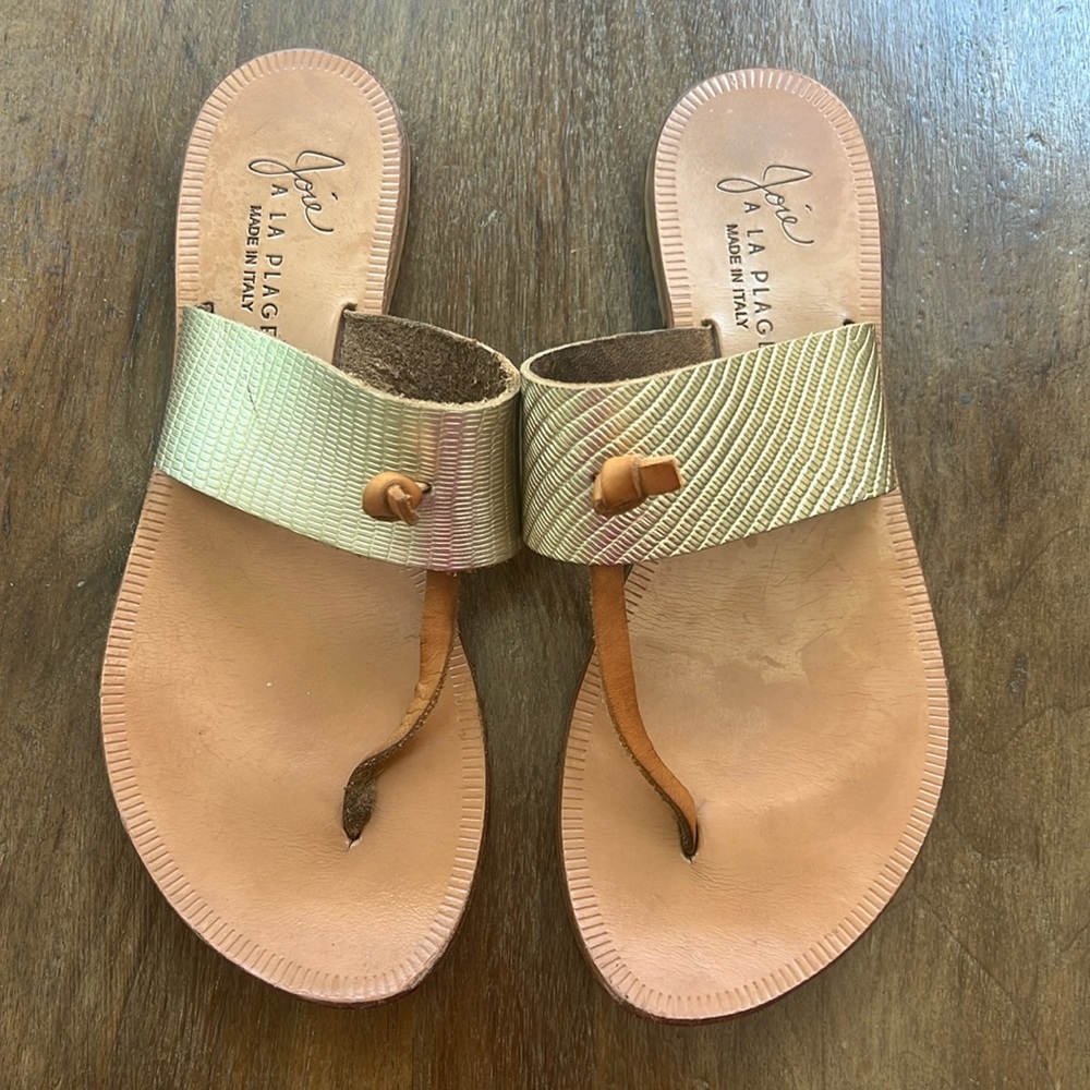 Joie Metallic Gold and Tan Sandals
